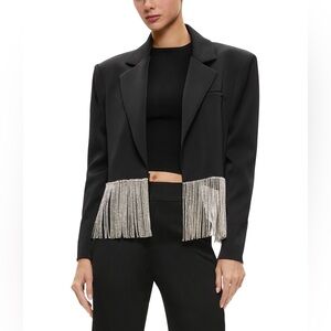 Alice+Olivia Crystal Fringe Cropped Blazer Size 4